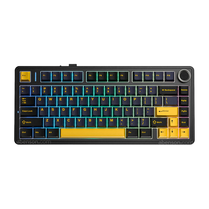 Aula F75 Black|Dark Blue|Orange Thunder Black Gaming Keyboard - Gray Wood Switch