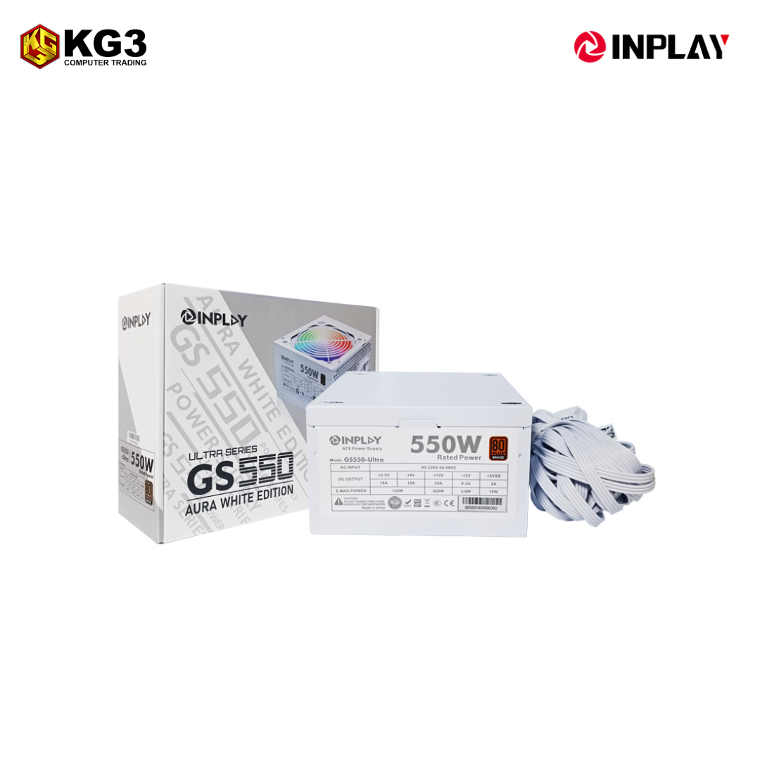 Inplay GS550-Ultra True Rated 550w Power Supply RGB 80Plus Bronze WHITE